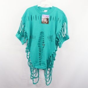 New Vintage 80s Fringe Festival Shirt Teal Large
